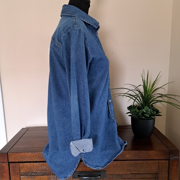 Buffalo David Bitton Denim Shirt Women's Small Blue Jean Stretch Tunic Blouse - Picture 10 of 12